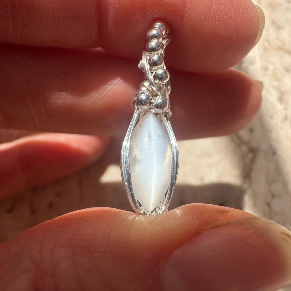 Sterling Silver Cats Eye Moonstone Necklace Pendant